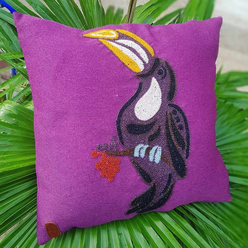 Purple covers pillow